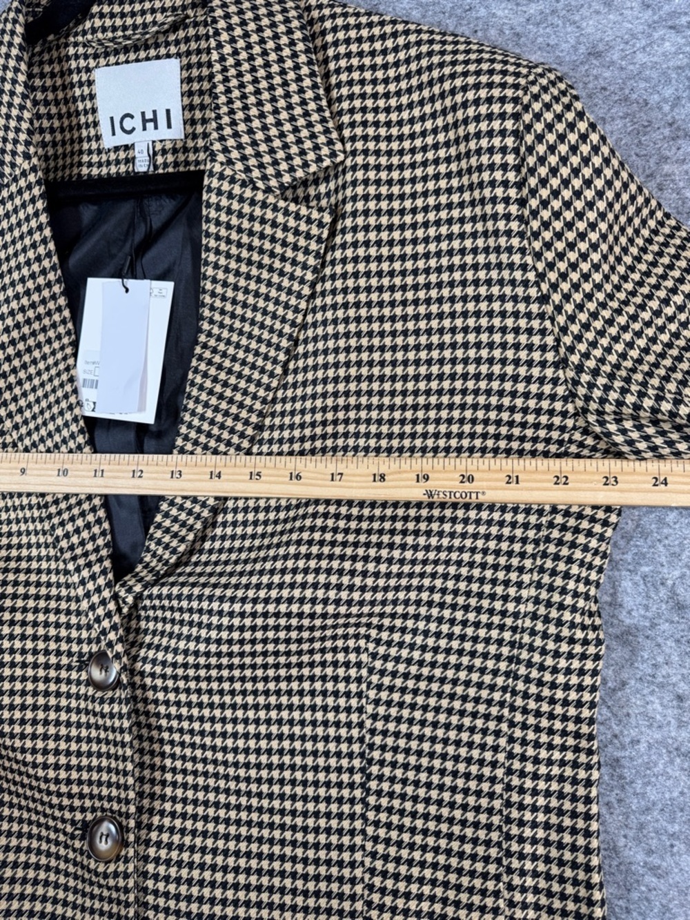 ICHI Houndstooth Blazer Jacket Size 40 Tailored Preppy Academia Oversized Fit - Picture 8 of 15